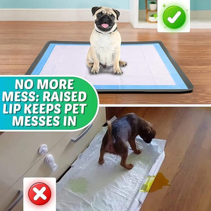 Dog Pee Pad Holder - Fits Up to 30” x 36” Pee Pad - 1 Pack - Grey | Stable Grip, Soft Edges, Quick Wipe Silicone Surface, Dog Pad Holder for Indoor Flooring Protection