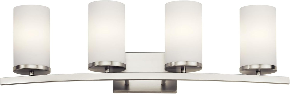 KICHLER Crosby 31" 4 Light Vanity Light Satin Etched Cased Opal Brushed Nickel