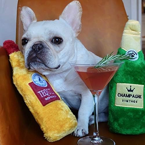 ZippyPaws Happy Hour Crusherz- Interactive Dog Toys to Keep Them Busy, Squeaky Plush Toy for All Breeds, Gift for Small, Medium, & Large Dogs, Drink Themed Crinkle Water Bottle Toy- 3-Pack of Spirits