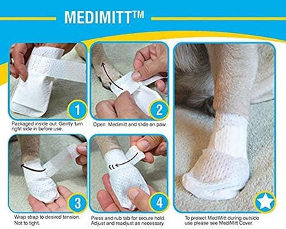 Medimitt Paw Bandages for Dogs, Cats and Pets – Stretchy Medical Booties, First Aid for Paws – Non Slip, Non Adhesive, Breathable, Disposable, Washable, Adjustable Strap, Value Pack (XS 20-Pack)