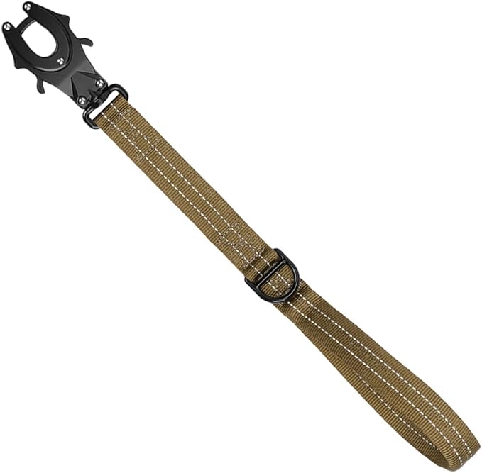 ICEFANG Short Dog Leash 25Inch Reflective Nylon Traffic Leash with Padded Handle,Heavy Duty Auto Lock Swivel Clip for Medium Large Dogs No Pull Training Walking (Brown, 25 Inch)