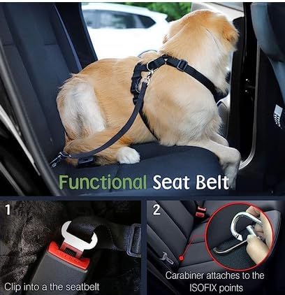 Dog Seat Belt, Safety Vest Dog Car Harness with Adjustable Buckle Dog Seat Belt for Vehicle Nylon Pet Safety Seat Belts Heavy Duty(L, Lake Blue)