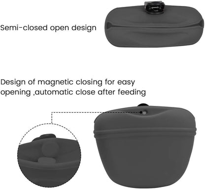 AUDWUD Silicone Dog Treat Pouch,with Dog Training Clicker,Clip on Portable Training Container,Convenient Magnetic Buckle Closing and Waist Clip