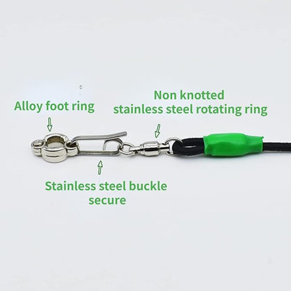 Bird Foot Chain with Flying Latex Elastic Training Rope Outdoor Parrot Ankle Foot Ring Accessories Bird Harness Leash Prevent Escaping (Model7-With 78.7inch Leash)