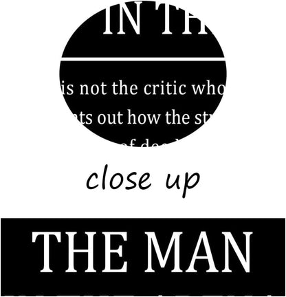 The Man In The Arena Inspirational Canvas Wall Art Motivational Poster Theodore Roosevelt Quotes Canvas Prints Artwork for Living Room Office Home Decor Painting Stretched and Framed [12''Wx 18''H]