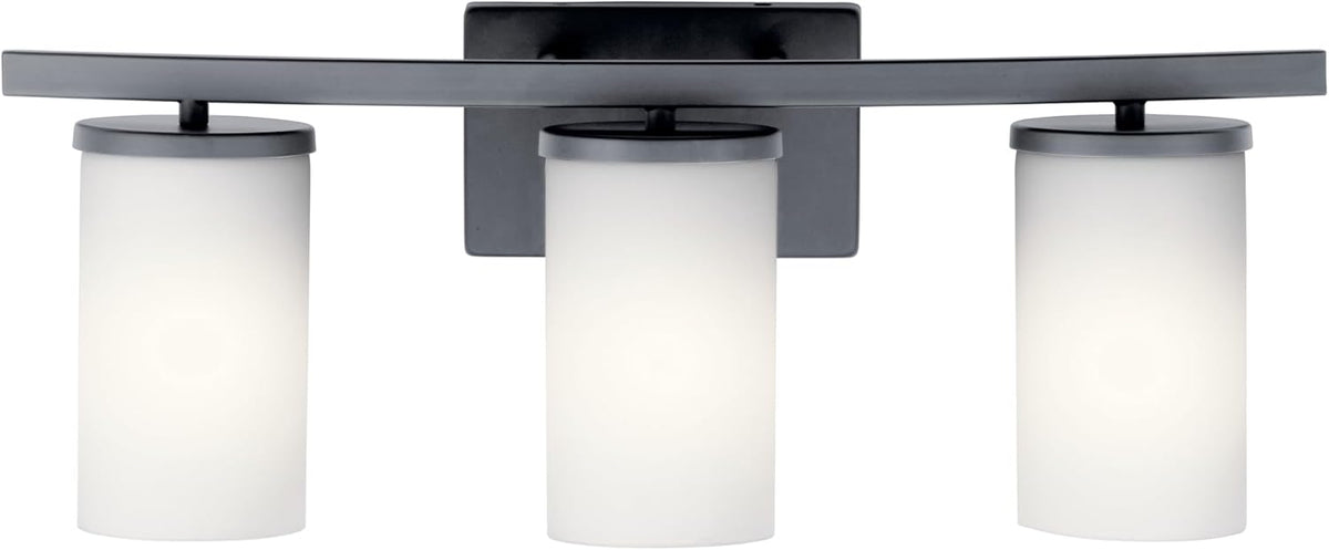 KICHLER 45497BK Crosby Vanity, 3-Light 300 Total Watts, Black