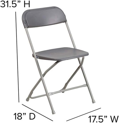 Flash Furniture Hercules Series Plastic Folding Chairs for Parties and Weddings, Stackable Commercial Event Seats, Set of 10, Gray