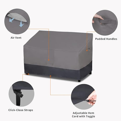 Easy-Going Waterproof Outdoor Loveseat Cover Heavy Duty Patio Furniture Couch Cover Windproof Durable (54Wx38Dx35H inch, Gray/Dark Gray)