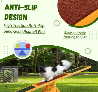 Wooden Dog Agility Seesaw, Training And Exercise Equipment, Weather Resistant, 71  L, Natural