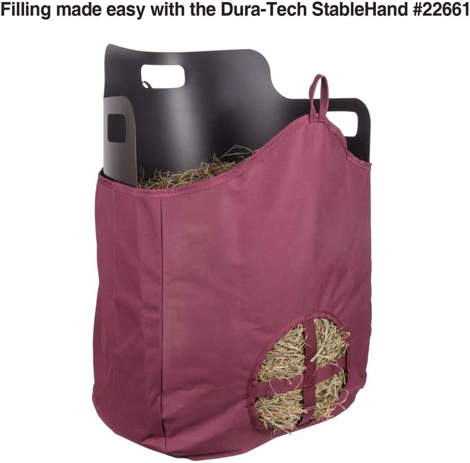 Dura-Tech Nylon Hay Bag for Horses | Color Burgundy | Enhances Digestion with Slow Consumption | Minimizes Hay Waste | Extremely Durable 600 Denier PVC Construction
