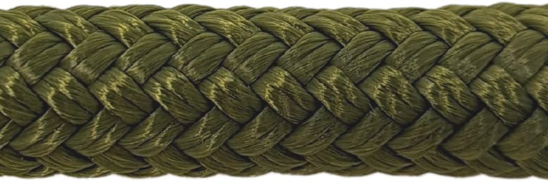 Double Braid Lead Rope with Eye Splice Loop, 12-14FT Lengths (Olive Green, 14 ft.)