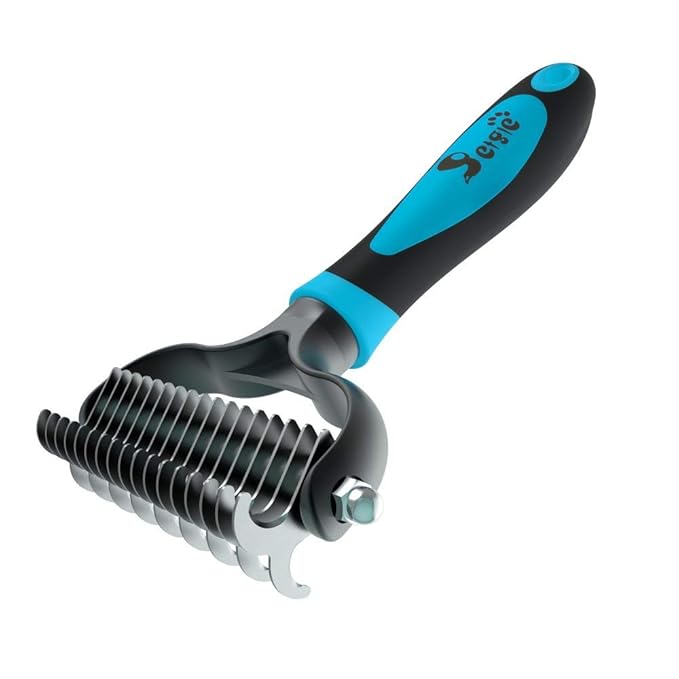 Deshedding 2-Sided Pet Grooming Tool for Cats & Dogs with Thick, Curly, and Wiry Hair - Dematting for Mats & Tangles, Reduces Shedding
