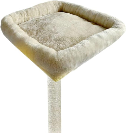 SHENGOCASE Cat Tree Tower Accessories Replacement Parts Top Cushion Bed Cover for Cat Perch with Elastic Band (15.7" x 15.7", Beige)