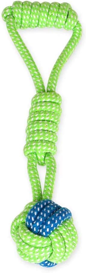 Sunglow Dog Toy Interactive Chewing Rope Ball Toys Natural Cotton Washable Durable Tug of War for Small Medium Dogs Puppies Training Playing Teeth Cleaning (Drop Ball)