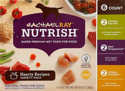 Nutrish Rachael Ray Wet Dog Food Variety Pack Hearty Recipes, 6-8 oz. Tubs, 2 Count