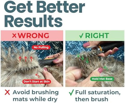 Dematting Cream + Rake Brush - Mat & Tangle Remover Kit | Cream + Rake Brush 2-Step Mat Kit: Apply, Wait 2 Min, Brush Outside-In. For Doodle Coats. No Rinse.