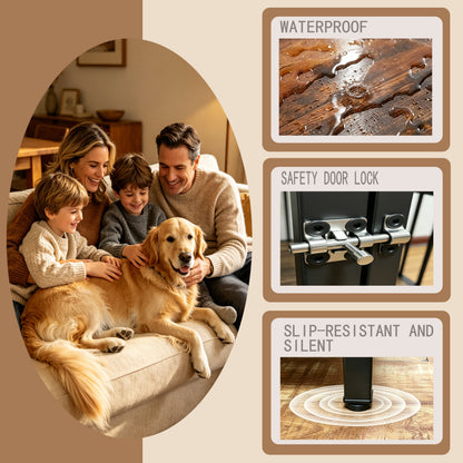 Vintage wood grain dog cage edge,360 degree rotating bowl with safety grade soft silicone material