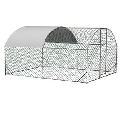Large Chicken Coop Metal Chicken Run With Waterproof And Anti-UV Cover, Dome Shaped Walk-in Fence Cage Hen House For Outdoor And Yard Farm Use, 1 Tube Diameter, 9.84 X 13.12 X 6.56