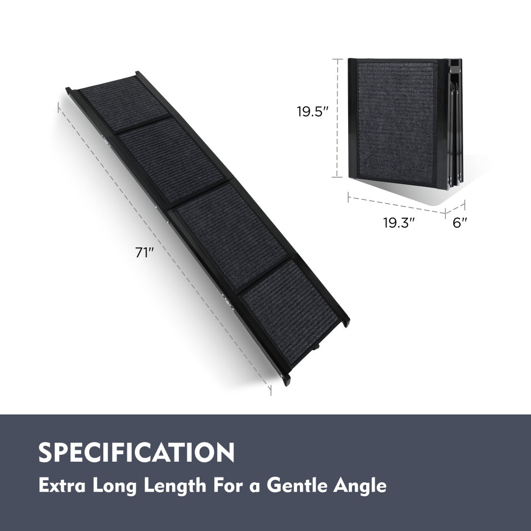 Dog Ramp For Car 71 Long & 19.3 Wide Portable Dog Ramps For Large Dogs With Non-Slip Rug Surface Dog Car Ramp For SUV Car & Truck, Folding Dog Ramp Up To 250LBS