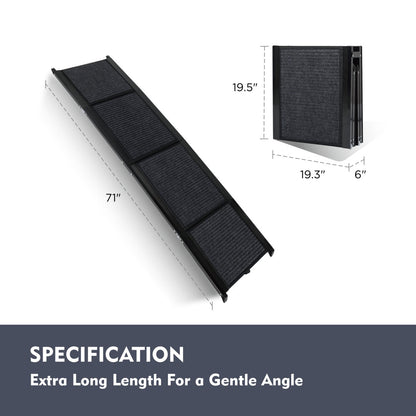 Dog Ramp For Car 71 Long & 19.3 Wide Portable Dog Ramps For Large Dogs With Non-Slip Rug Surface Dog Car Ramp For SUV Car & Truck, Folding Dog Ramp Up To 250LBS