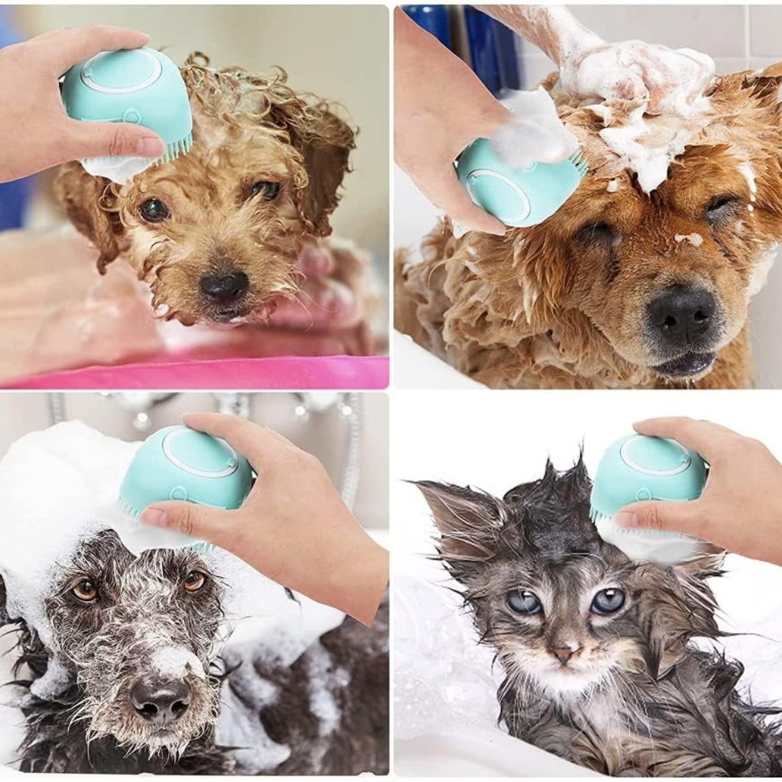 Pet Bath Massage Brush Puppy Dog Cat Grooming Cleaning Soft