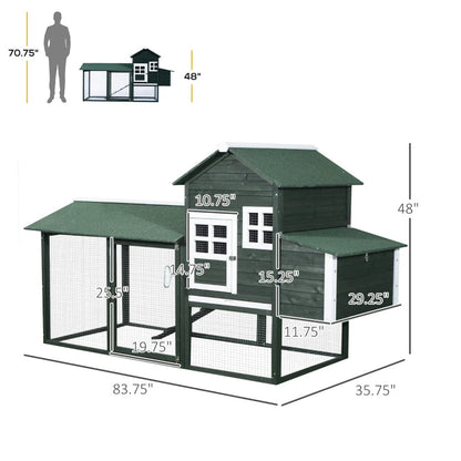 Wooden Chicken Coop, Hen House Outdoor With Run Nesting Box, Asphalt Roof, Removable Tray, Multiple Packages Shipped. Please Pay Attention To The Dimensions And Weight In The Details.