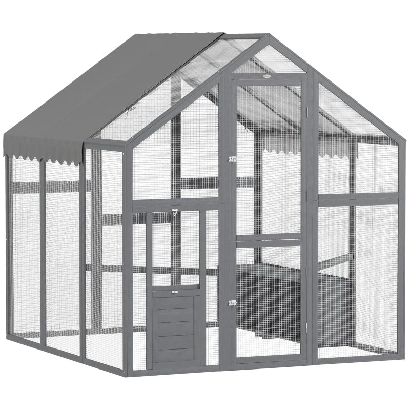 Large Wooden Chicken Run With Waterproof & Anti-UV Cover, For 6-8 Chickens, For Backyard, Farm, 5.5' X 6' X 6'Multiple Packages