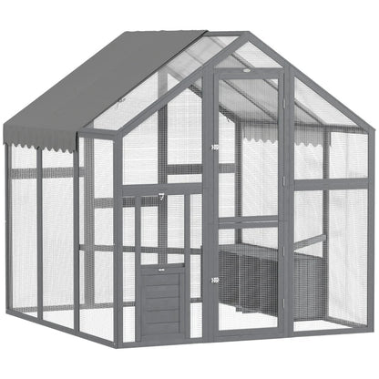 Large Wooden Chicken Run With Waterproof & Anti-UV Cover, For 6-8 Chickens, For Backyard, Farm, 5.5' X 6' X 6'Multiple Packages