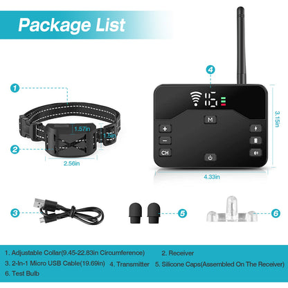 2 In 1 Wireless Electric Dog Fence Waterproof Pet Shock Boundary Containment System Electric Training Collar With 2 Receiver Collars For Small Medium Large Dogs