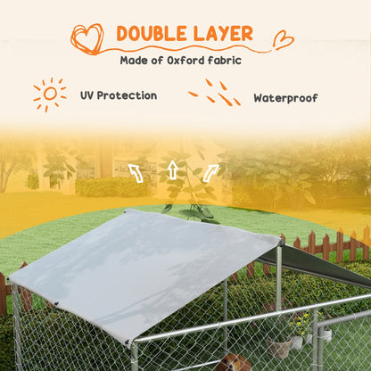 6.6 x 6.6 x 4.9 Dog Kennel Outdoor for Small Medium Dogs with Waterproof Roof, Silver