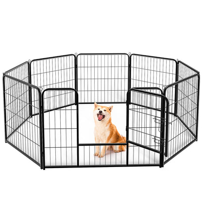 Dog Playpen Indoor Fence Height Metal Exercise Pen With Door Small Puppy-Medium-Large Dogs Animal Pet For Outdoor, Garden, Yard