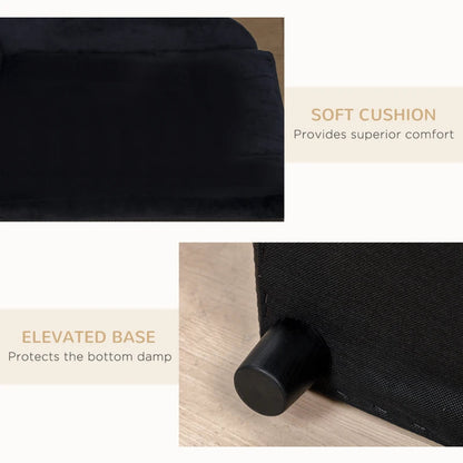 PawHut Pet Sofa Bed Couch With Storage, Pet Sofa For Cats And Small Dogs, Black