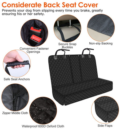 1Pc Dog Car Seat Cover Waterproof Scratchproof Pet Car Rear Protector Mat Pet Back Seat Cover With Dog Seat Belt For Car Truck SUV