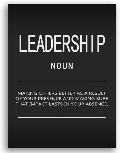 Office Decor Inspirational Wall Art Motivational Posters Prints on Canvas Inspiring Quotes Leadership Noun Inspirational Pictures Artwork Decor for Home Living Room Framed[18" W x 24" H]