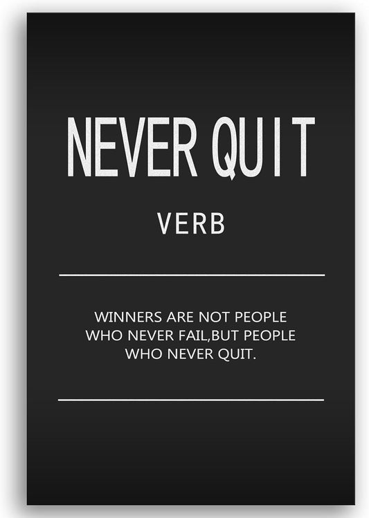 Inspirational Office Decor Wall Art Canvas Never Quit Verb Artwork for Home Motivational Quotes Bedroom Inspirational Posters Wall Art for Living Room Wood Framed Ready to Hang[12" W X 18" H]