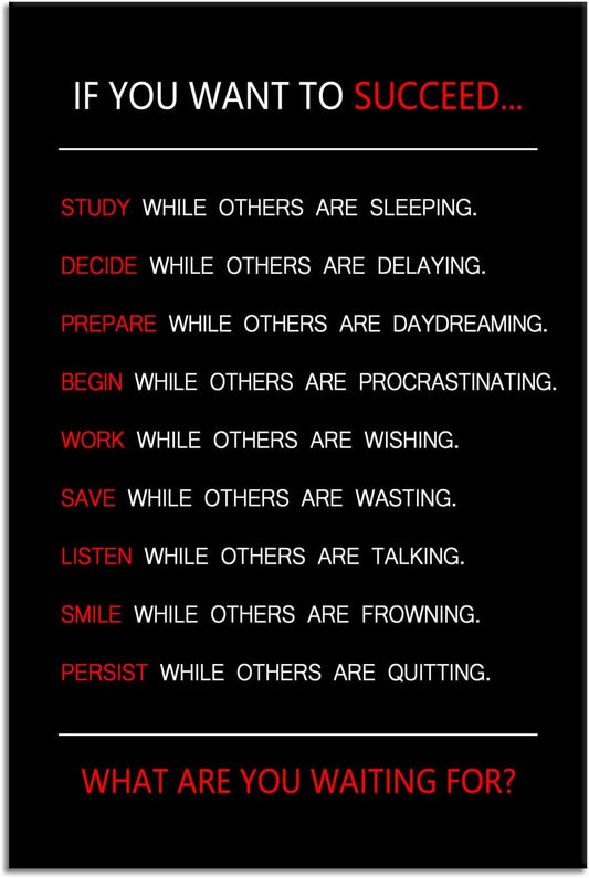 Inspirational Canvas Wall Art If You Want to Succeed Motivational Painting Positive Entrepreneur Quotes Poster Success Pictures Print Wall Decor Artwork for Living Room Office Framed [18''Wx 12''H]
