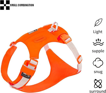 Lightweight Dog Harness, Large to Very Large Breeds, Adjustable Fit.Pet Harness with Pocket, Dog Training Harness for Outdoor Walking Running, Hiking (Orange, M)
