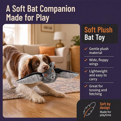 Flying Bat Dog Toy, Flapping Bat Dog Toy with Chirping Sounds, Interactive Rechargeable Flap Bat Toy for Dogs Cats, Hanging & Wand Play, 2PCS