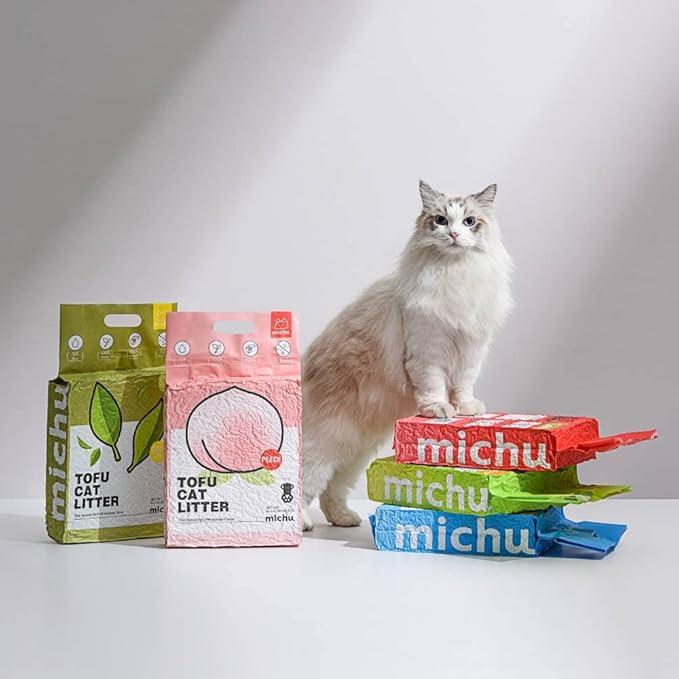 Michu Tofu Cat Litter Natural Clumping Tofu Cat Litter 5.5lb/88oz 5 Scents (Original + Wonder Litter, 2 Pack)