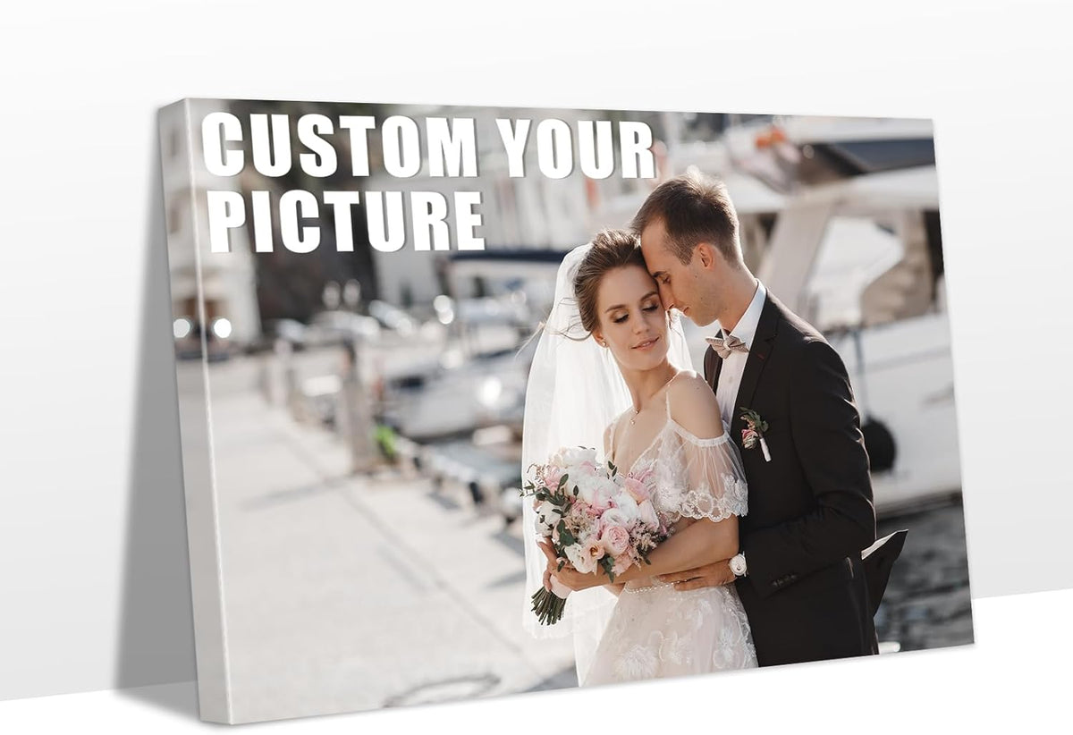 Personalized Custom Canvas Prints with Your Photos & Text, Customized Picture Print, Transform Own Images Into Framed Wall Art Digitally Printed Photo to Canvas, Keepsakes Gifts for Family 24x16’’