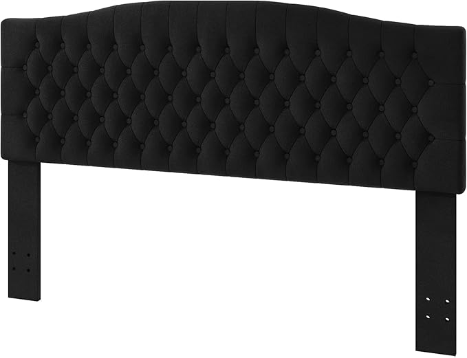 King Headboard Only, Upholstered Headboard King for Adjustable Bed Velvet Tufted Wall Mounted Head Board with Solid Wood Legs Head Board, Black