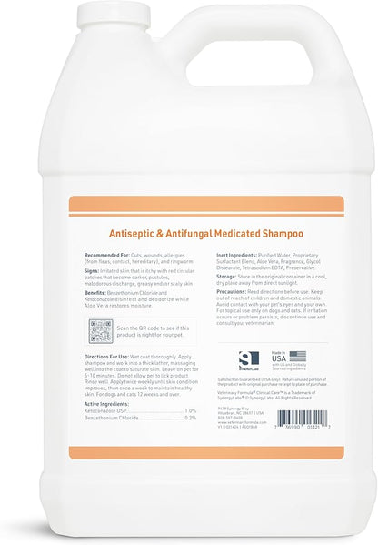 Veterinary Formula Clinical Care Antiseptic and Antifungal Medicated Shampoo for Dogs & Cats, 128 Fl Oz – Helps Alleviate Scaly, Greasy, red Skin – Paraben, Dye, Soap-Free (1 Pack)