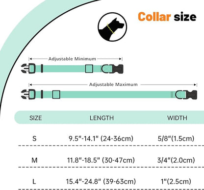 Waterproof Dog Collar, Easy to Clean Rubber Dog Collars with Quick Release Buckle Fits Small Medium or Large Dogs (Mint Green, S < 9.5-14.1 inch)