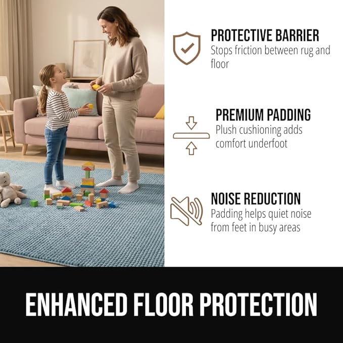 GORILLA GRIP Premium Dual Sided Extra Thick 2x6 Rug Gripper Pad for Hardwood Floors, Breathable Slip Resistant Pad Grips Under Carpet Area Rugs for Hard Surface Floor Protection, Easy Trim Mats, Beige