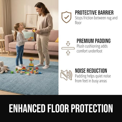 GORILLA GRIP Premium Dual Sided Extra Thick 2x6 Rug Gripper Pad for Hardwood Floors, Breathable Slip Resistant Pad Grips Under Carpet Area Rugs for Hard Surface Floor Protection, Easy Trim Mats, Beige