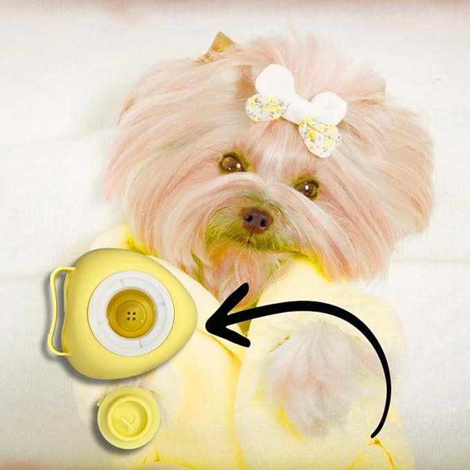 Dog & Cat Bath Brush with Built-In Shampoo Dispenser - 2-in-1 Silicone Pet Grooming Massage Brush for Anxiety Relief & Deep Cleaning - Luxury Spa Treatment (Yellow)