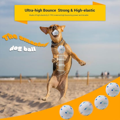 Durable E-TPU Dog Balls, 2 PCS, Indestructible Bouncy Floating Balls for Medium & Large Dogs, Training Toys for Aggressive Chewers, Water Play, Outdoor Fun