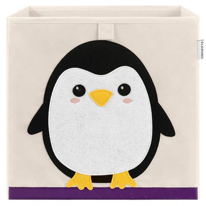 CLCROBD Foldable Animal Cube Storage Bins Fabric Toy Box/Chest/Organizer for Kids Nursery, 13 inch (Penguin)