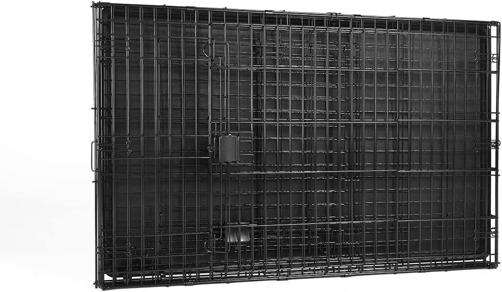 Amazon Basics Durable, Foldable Metal Wire Dog Crate with Tray, Double Door, 48 x 30 x 32.5 in, Black