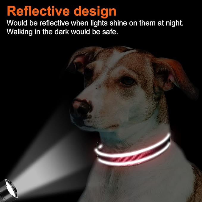 Joytale Reflective Dog Collar,Soft Neoprene Padded Breathable Nylon Pet Collar Adjustable for Medium Dogs,Red,M